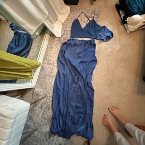 Silky Blue Two-Piece Set